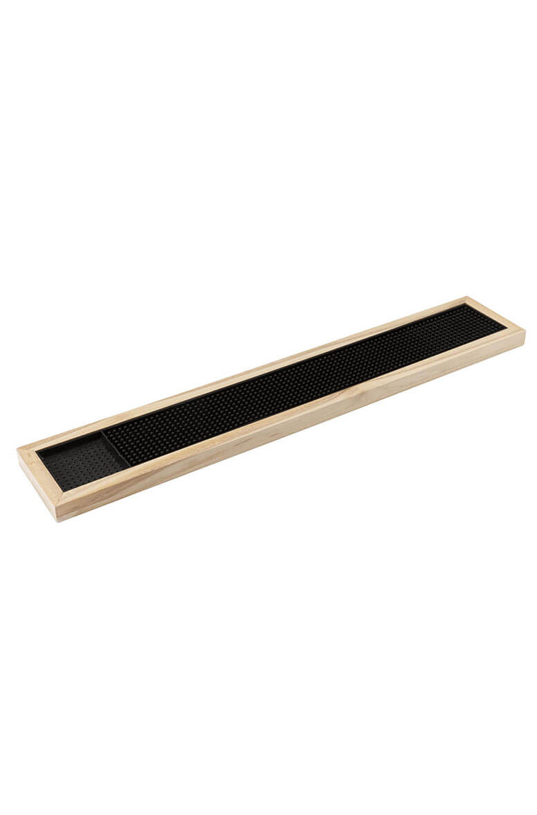 Black Rubber Bar Mat Wooden Frame (3630)